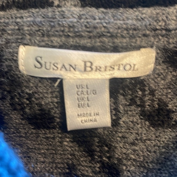 Susan Bristol - wool blend sweater wrap jacket - large houndstooth- size L - Picture 3 of 5
